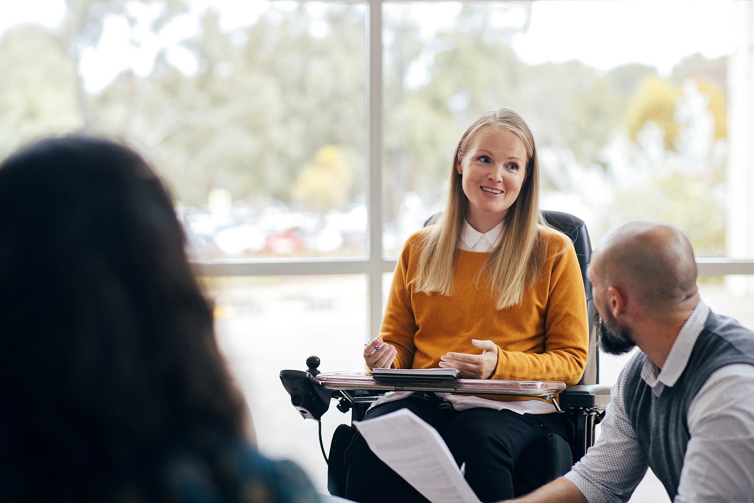 Woman in wheelchair