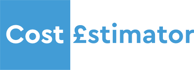 Cost estimator written on grey background in blue font