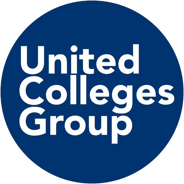 United colleges group on a circular dark blue background 